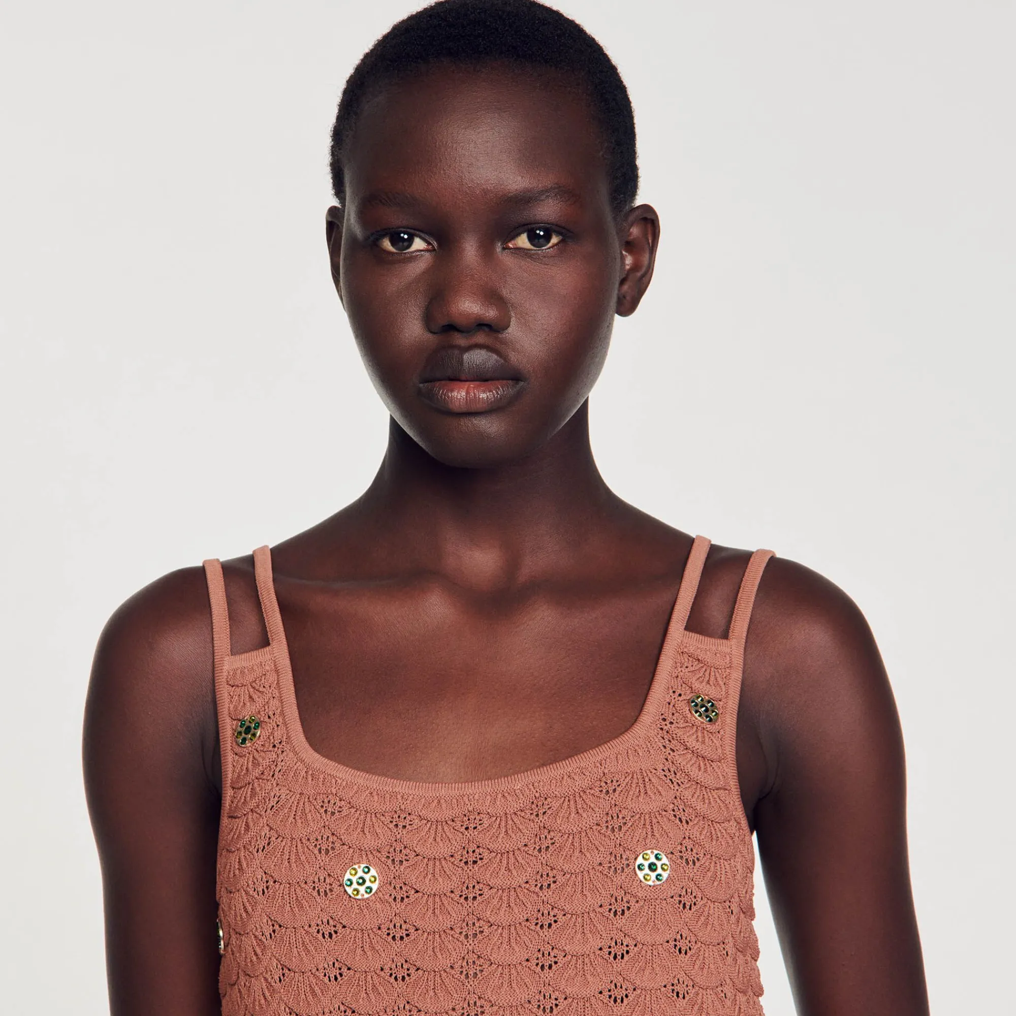 Mulheres Sandro Paris Top De Malha Em Pedacos