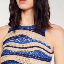 Mulheres Sandro Paris Top De Malha Recortada