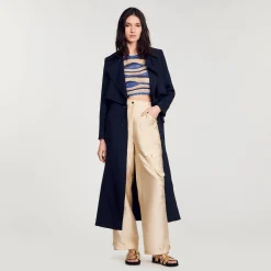 Mulheres Sandro Paris Top De Malha Recortada