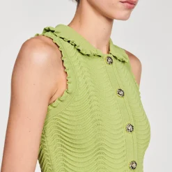 Mulheres Sandro Paris Top De Malha Sem Mangas