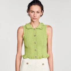 Mulheres Sandro Paris Top De Malha Sem Mangas