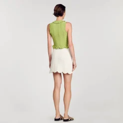 Mulheres Sandro Paris Top De Malha Sem Mangas