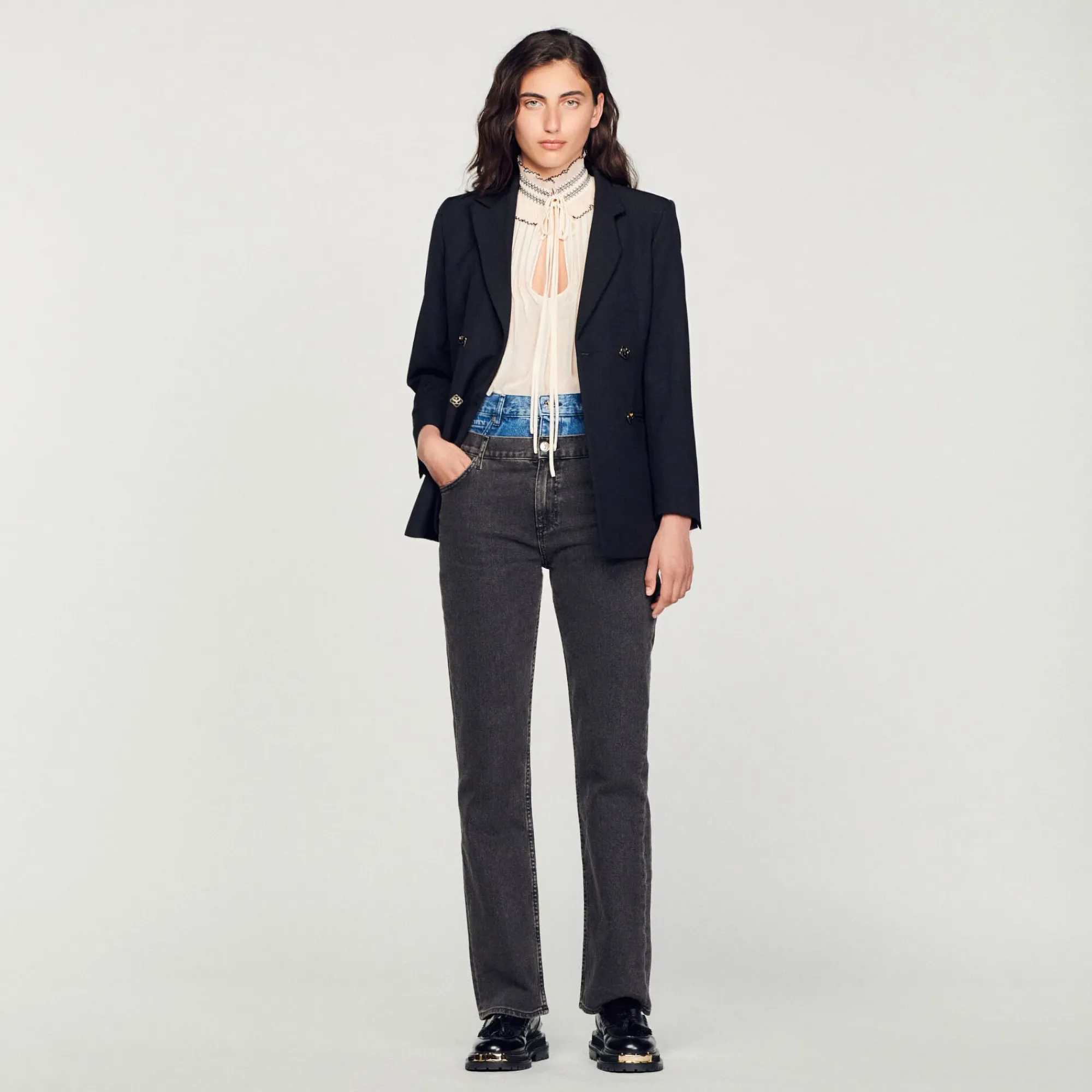 Mulheres Sandro Paris Top De Musselina