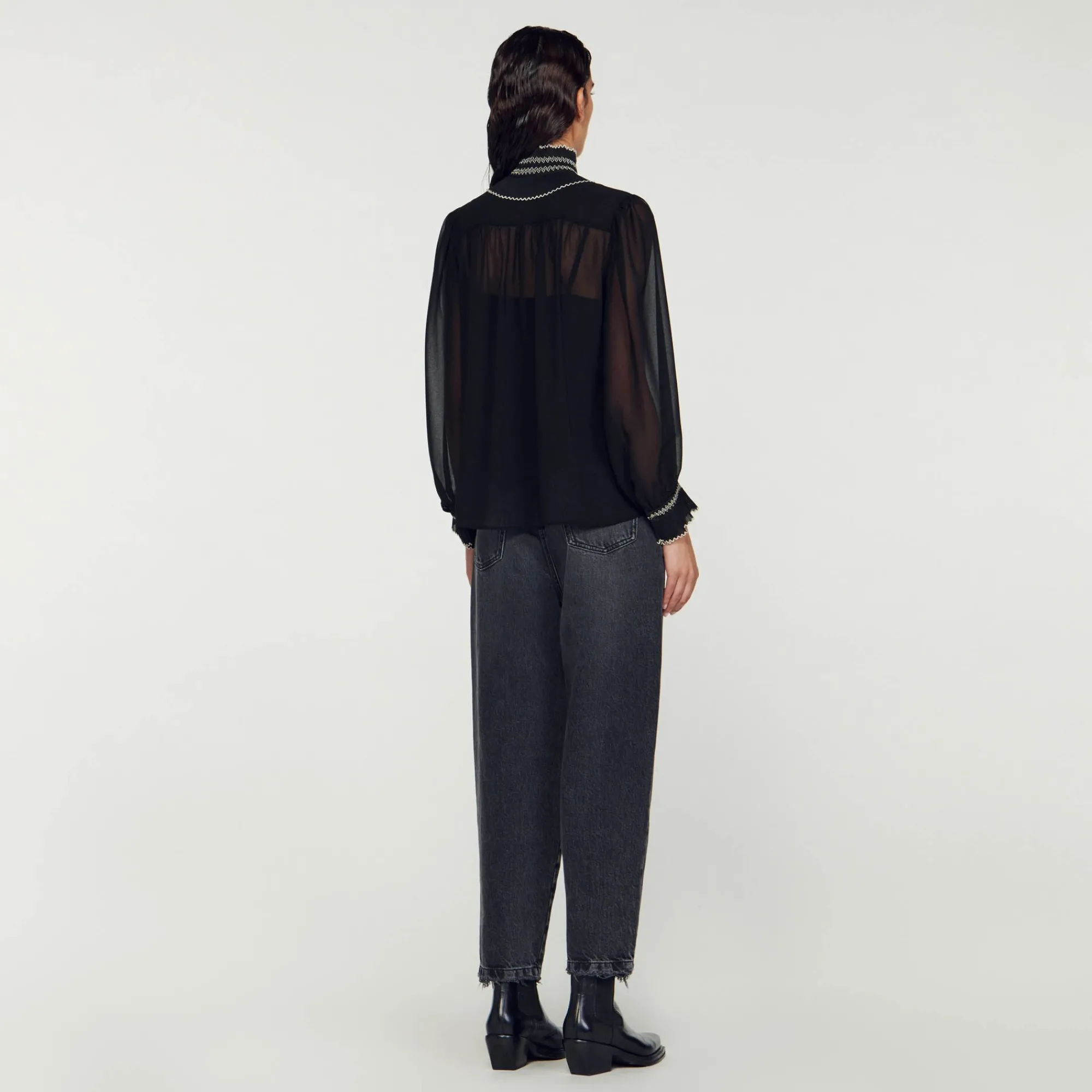 Mulheres Sandro Paris Top De Musselina