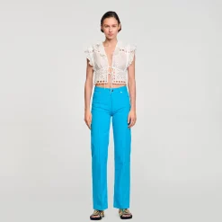 Mulheres Sandro Paris Top Recortado Com Babados