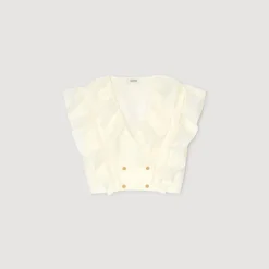 Mulheres Sandro Paris Top Recortado Com Babados