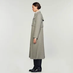 Mulheres Sandro Paris Trench Coat Houndstooth
