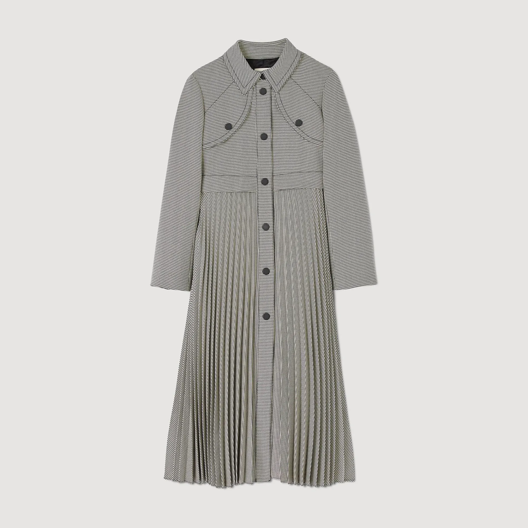 Mulheres Sandro Paris Trench Coat Houndstooth