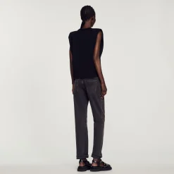 Mulheres Sandro Paris T-Shirt Com Strass E Abertura De Gota