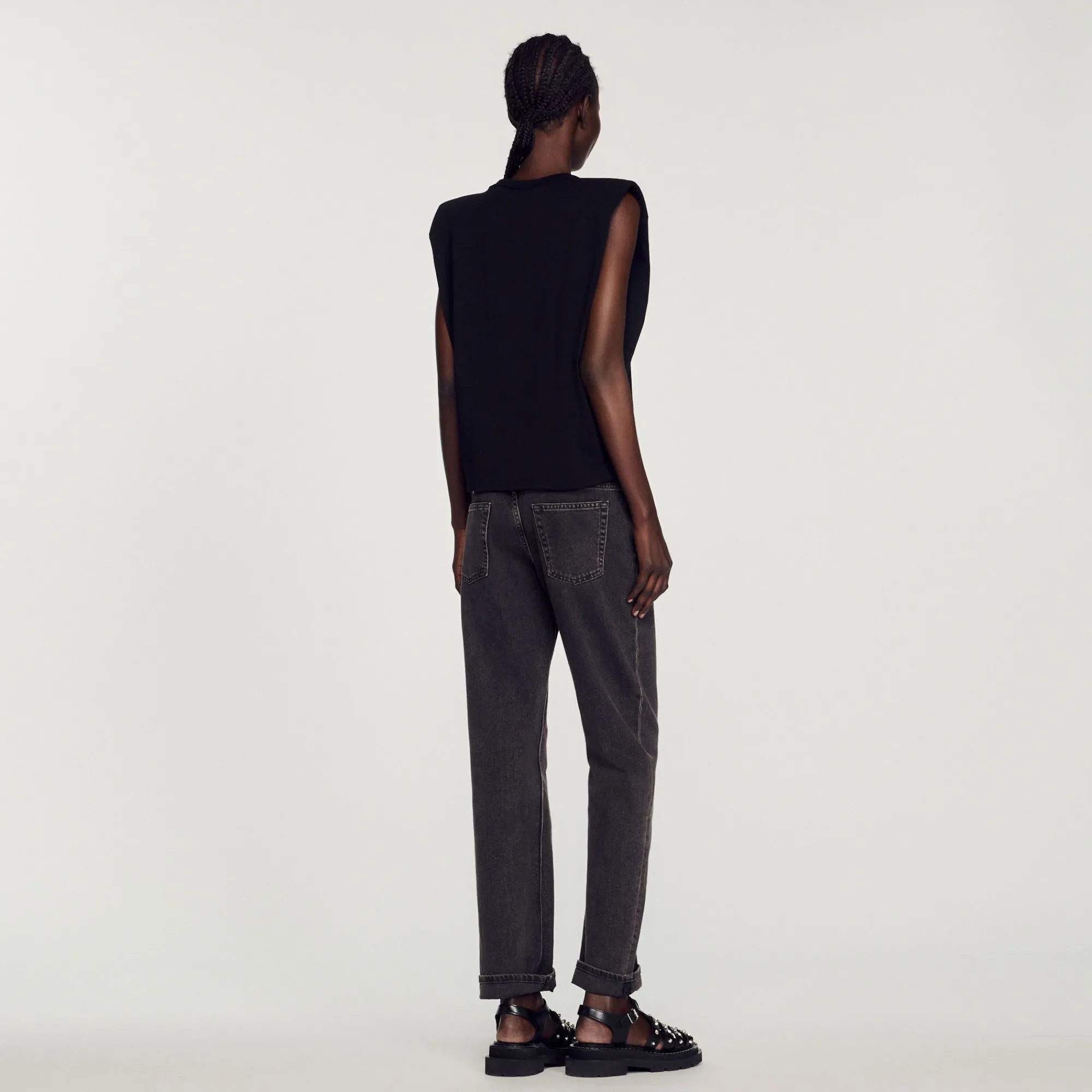 Mulheres Sandro Paris T-Shirt Com Strass E Abertura De Gota