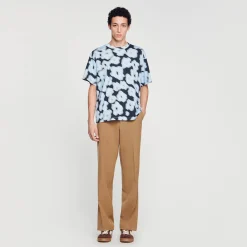 Homem Sandro Paris T-Shirt De Algodao Com Flores