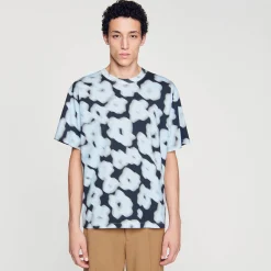 Homem Sandro Paris T-Shirt De Algodao Com Flores