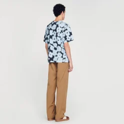 Homem Sandro Paris T-Shirt De Algodao Com Flores
