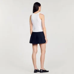 Mulheres Sandro Paris T-Shirt Sem Mangas Com Bordado