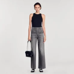 Mulheres Sandro Paris T-Shirt Sem Mangas Com Bordado