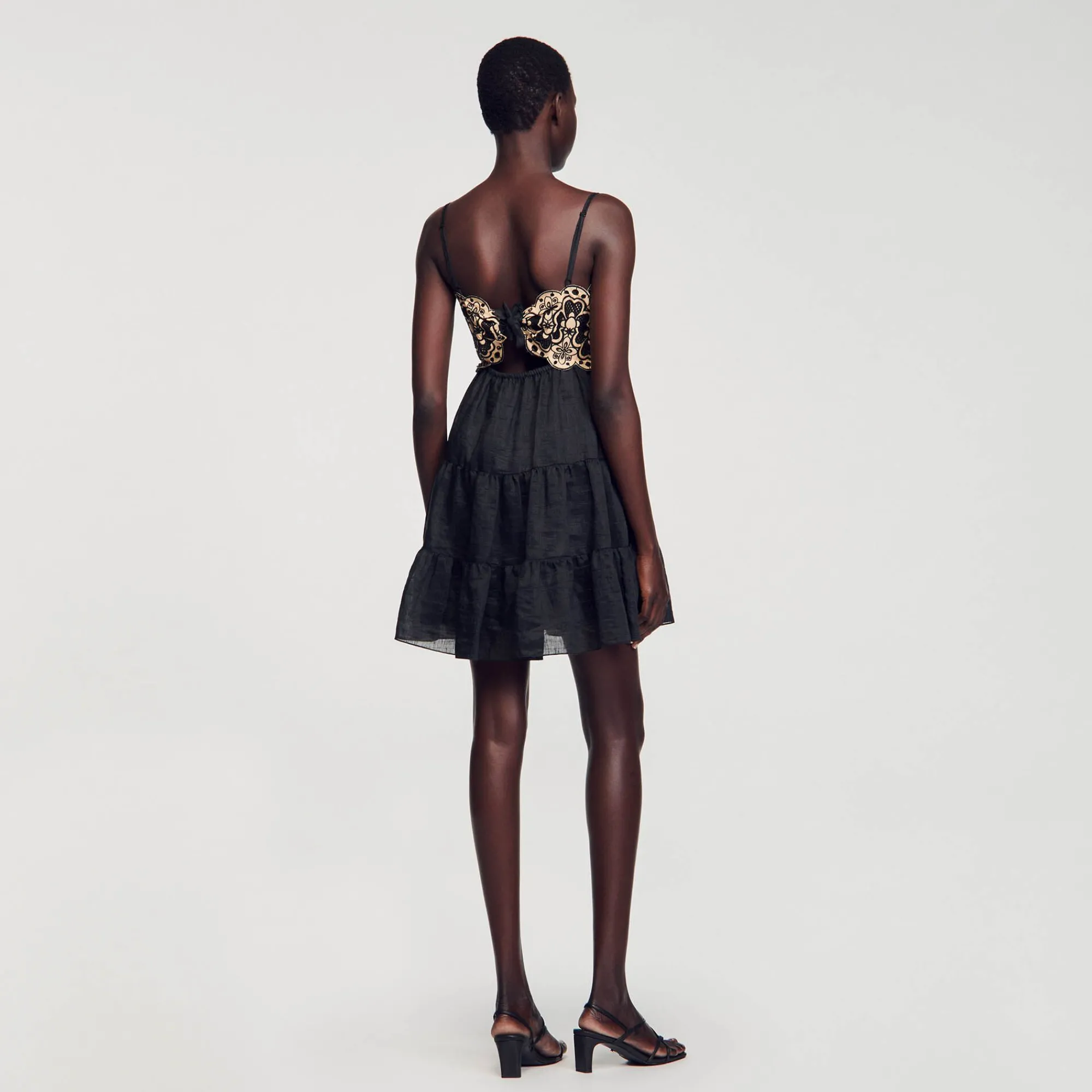 Mulheres Sandro Paris Vestido Bordado Em Dois Tons