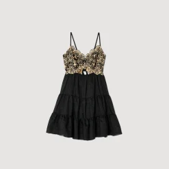 Mulheres Sandro Paris Vestido Bordado Em Dois Tons