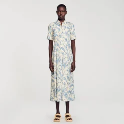 Mulheres Sandro Paris Vestido Camisa Flor