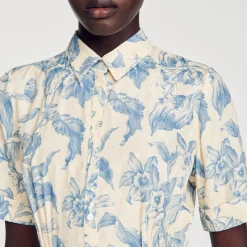 Mulheres Sandro Paris Vestido Camisa Flor