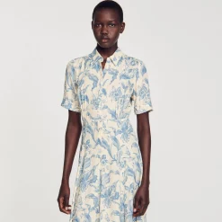 Mulheres Sandro Paris Vestido Camisa Flor