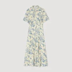 Mulheres Sandro Paris Vestido Camisa Flor