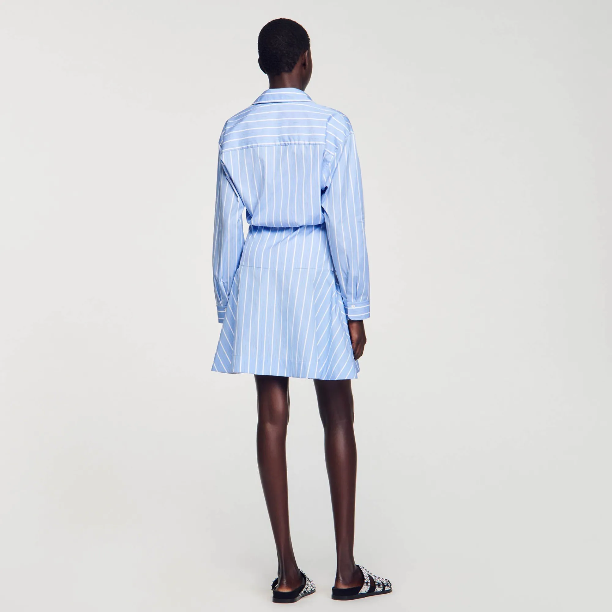 Mulheres Sandro Paris Vestido Camisa Listrado Com No