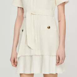 Mulheres Sandro Paris Vestido Casaco De La Com Efeito Tweed