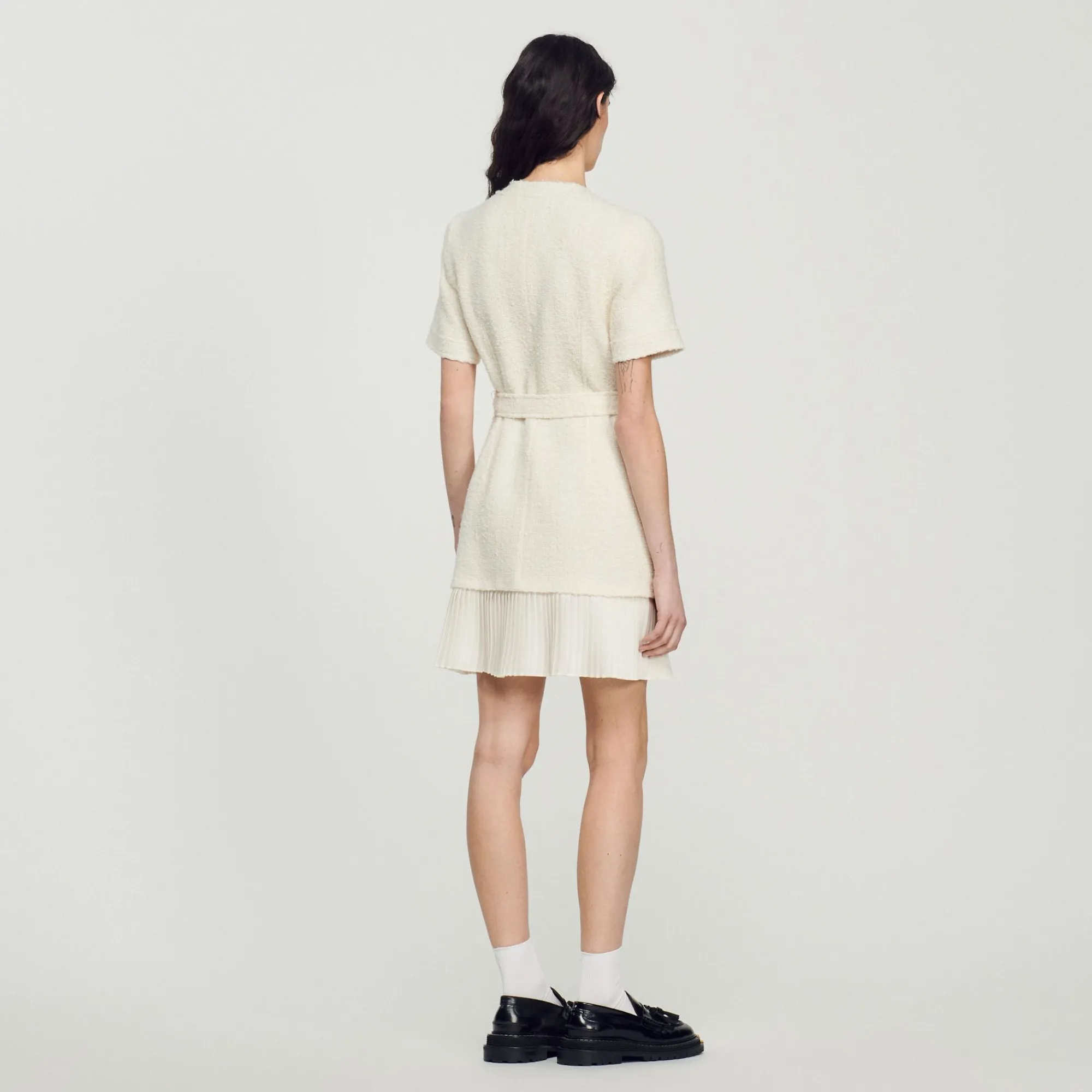 Mulheres Sandro Paris Vestido Casaco De La Com Efeito Tweed