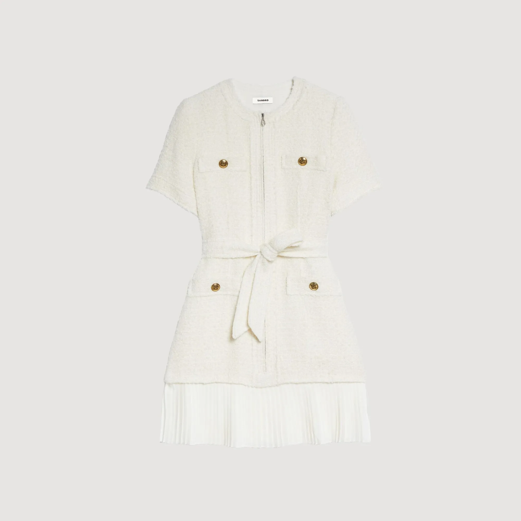 Mulheres Sandro Paris Vestido Casaco De La Com Efeito Tweed