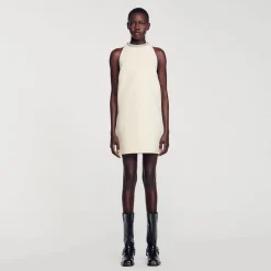 Mulheres Sandro Paris Vestido Com Gola Com Joias