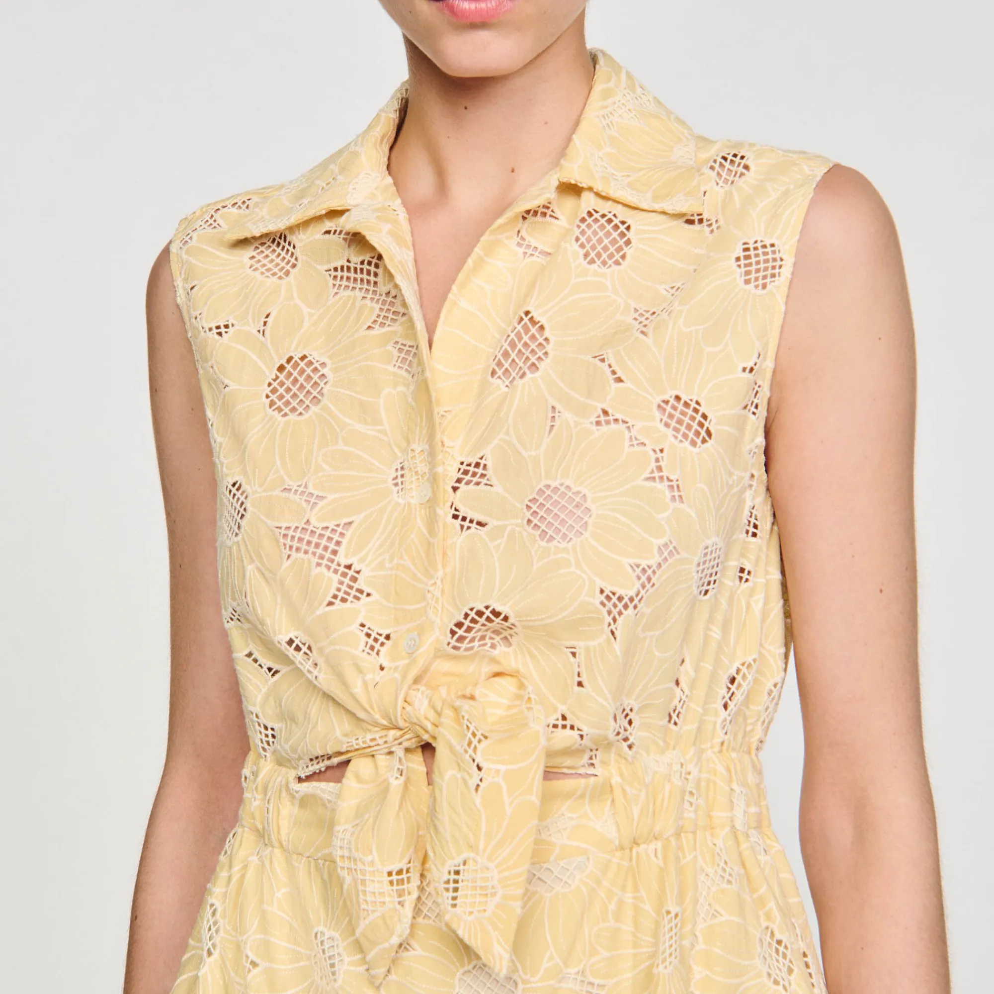 Mulheres Sandro Paris Vestido Curto Bordado