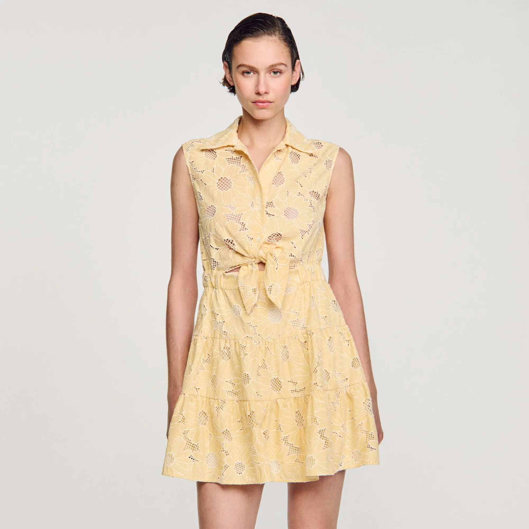 Mulheres Sandro Paris Vestido Curto Bordado