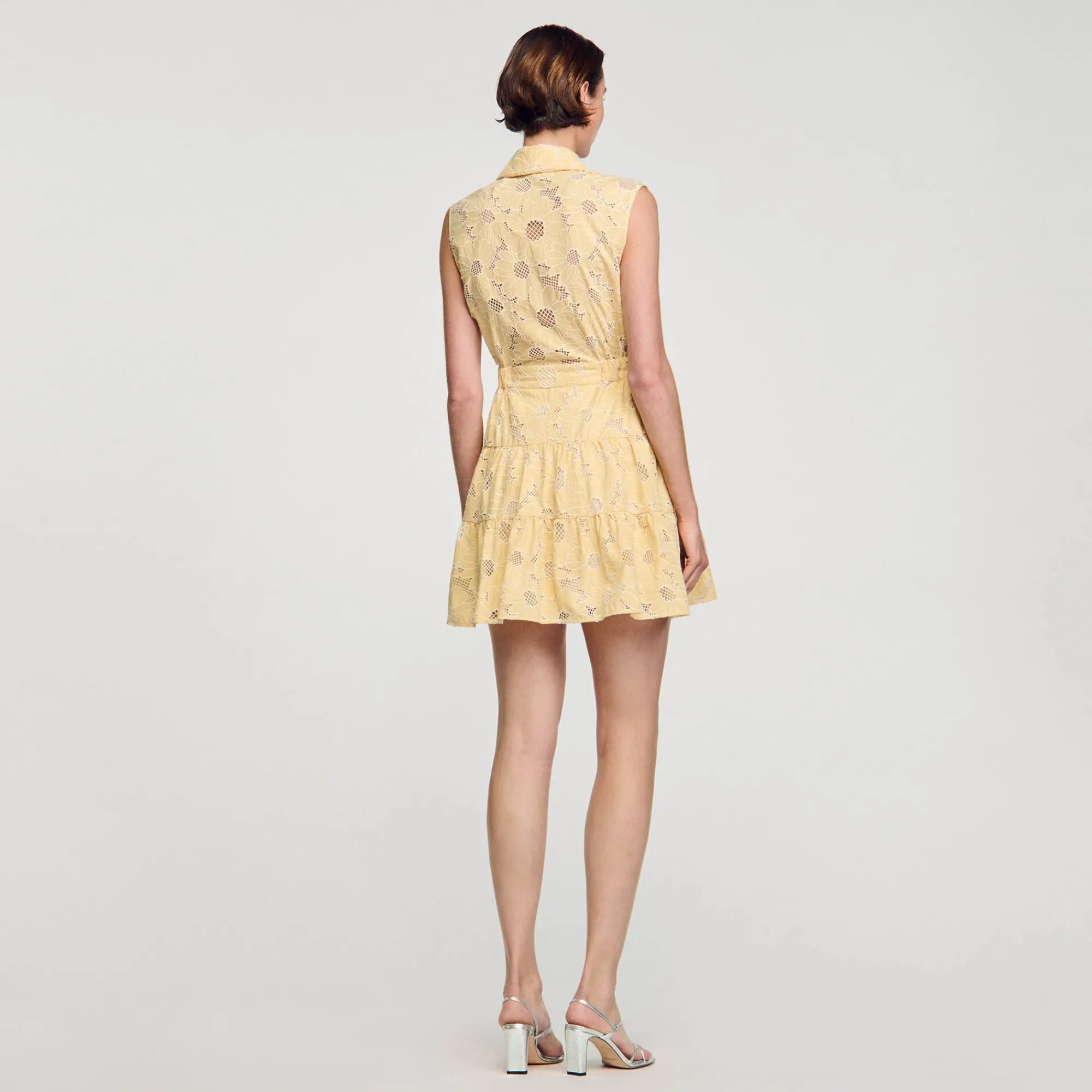 Mulheres Sandro Paris Vestido Curto Bordado