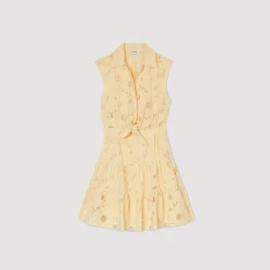Mulheres Sandro Paris Vestido Curto Bordado