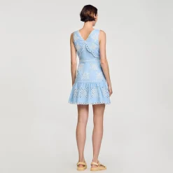 Mulheres Sandro Paris Vestido Curto Com Bordado Ingles