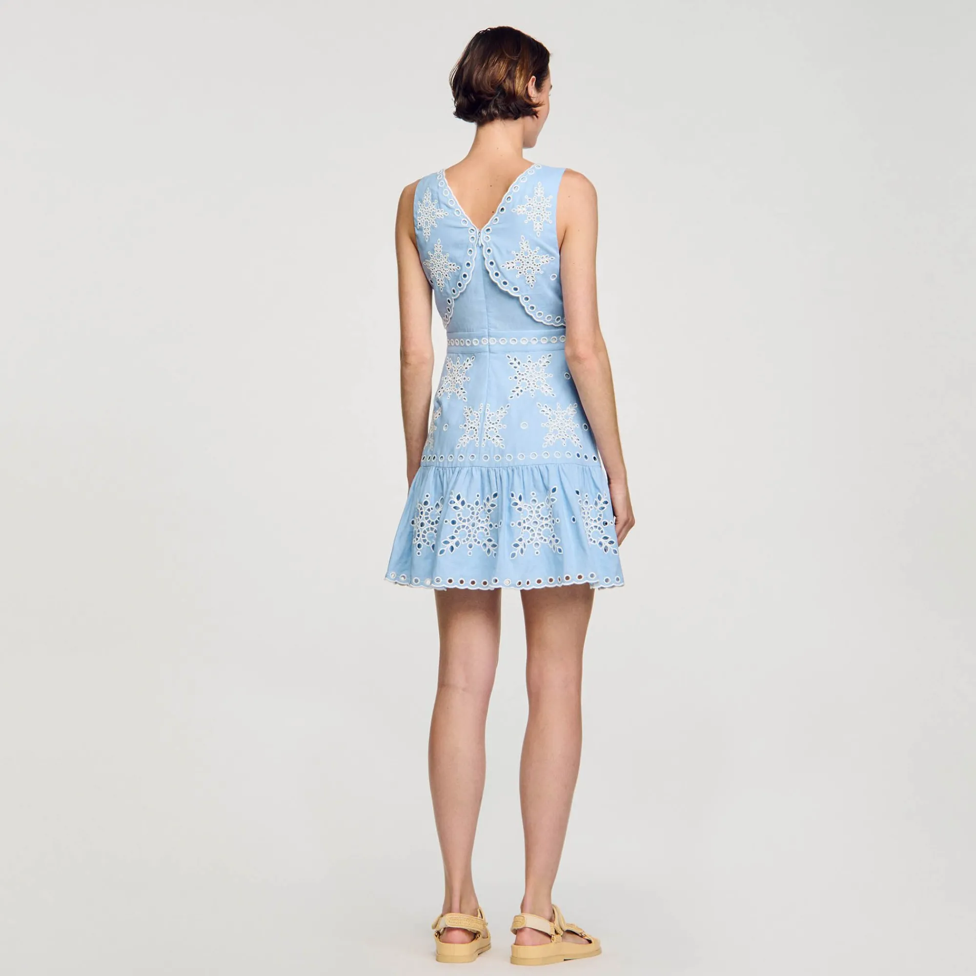 Mulheres Sandro Paris Vestido Curto Com Bordado Ingles