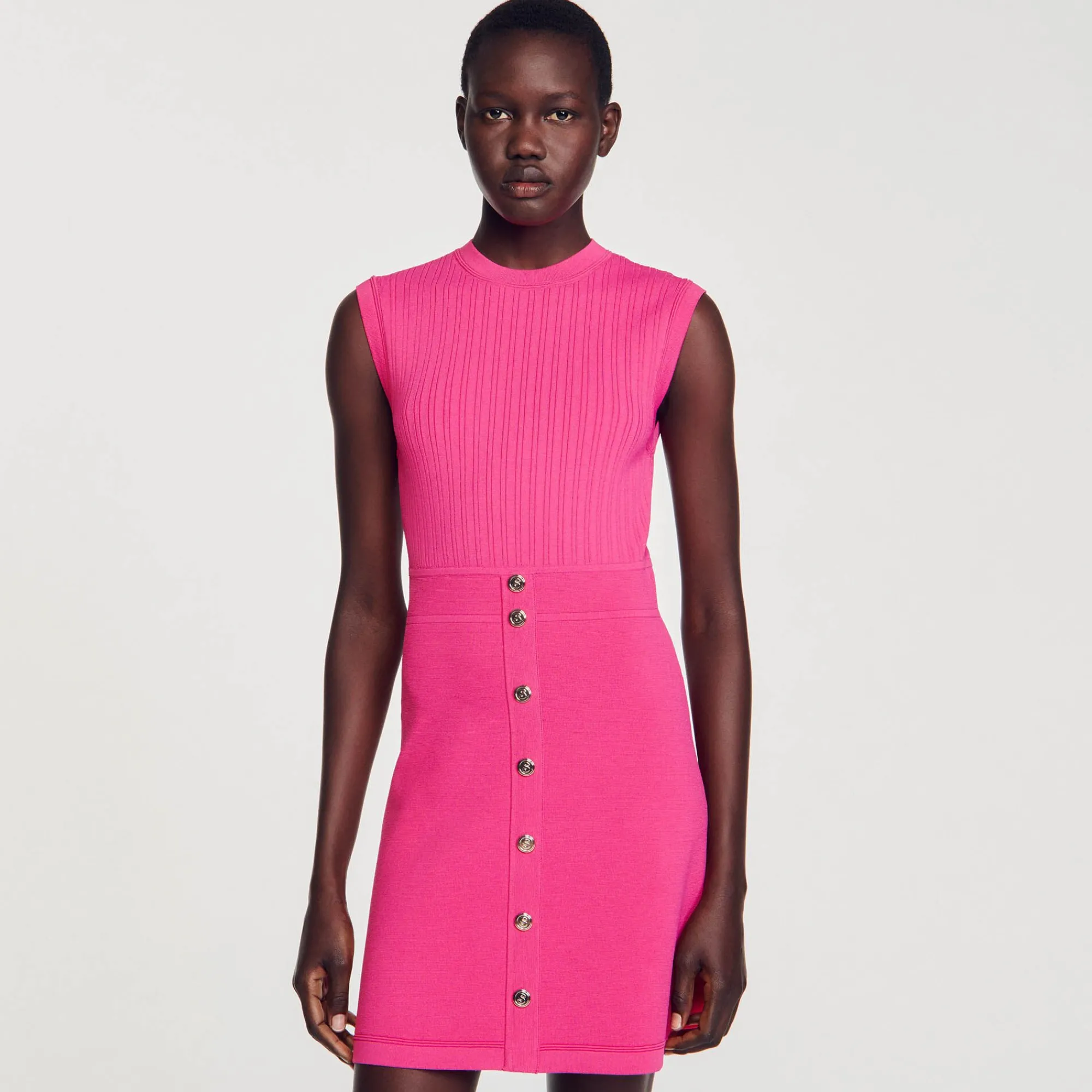 Mulheres Sandro Paris Vestido Curto Com Botoes