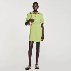 Mulheres Sandro Paris Vestido Curto Com Botoes