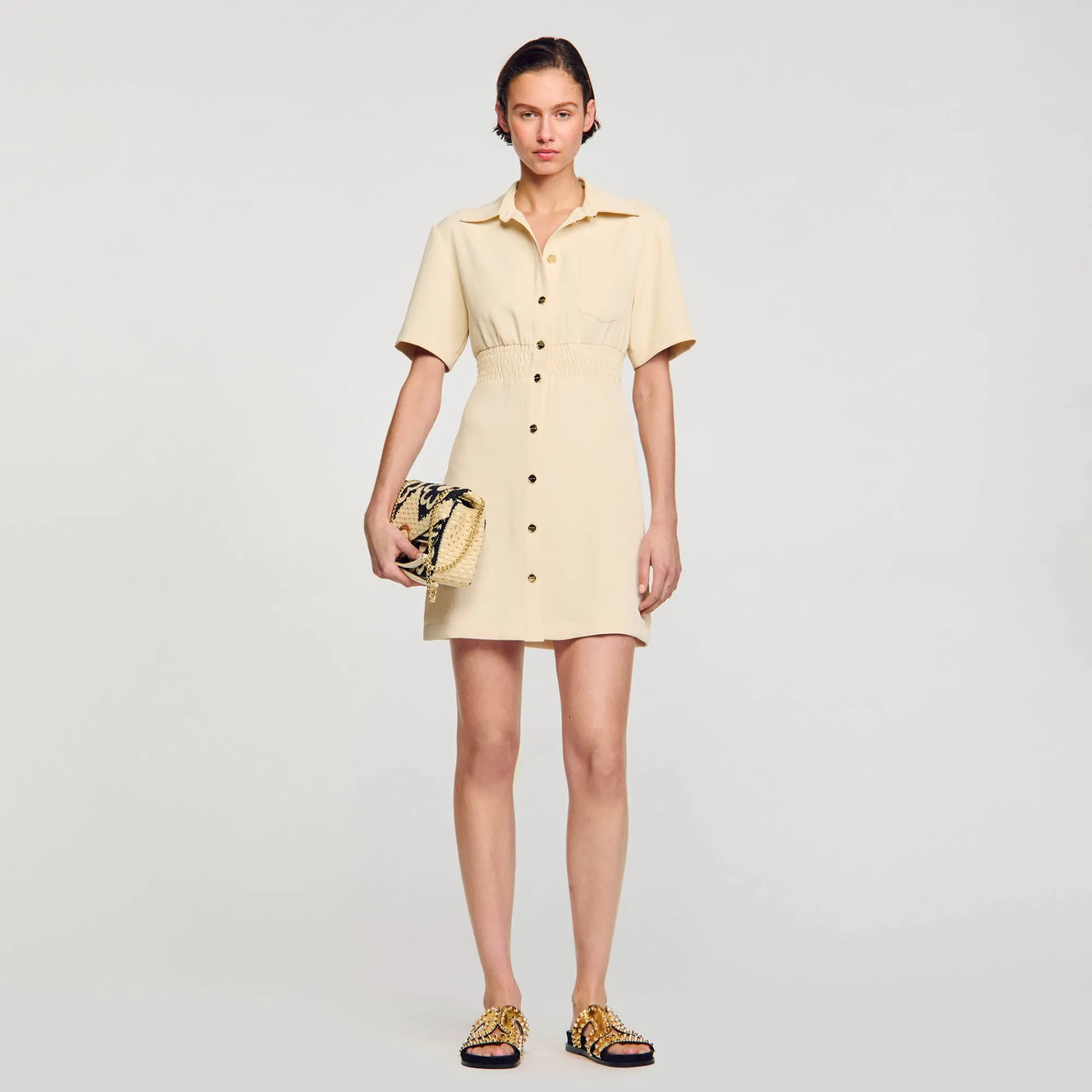 Mulheres Sandro Paris Vestido Curto Com Botoes