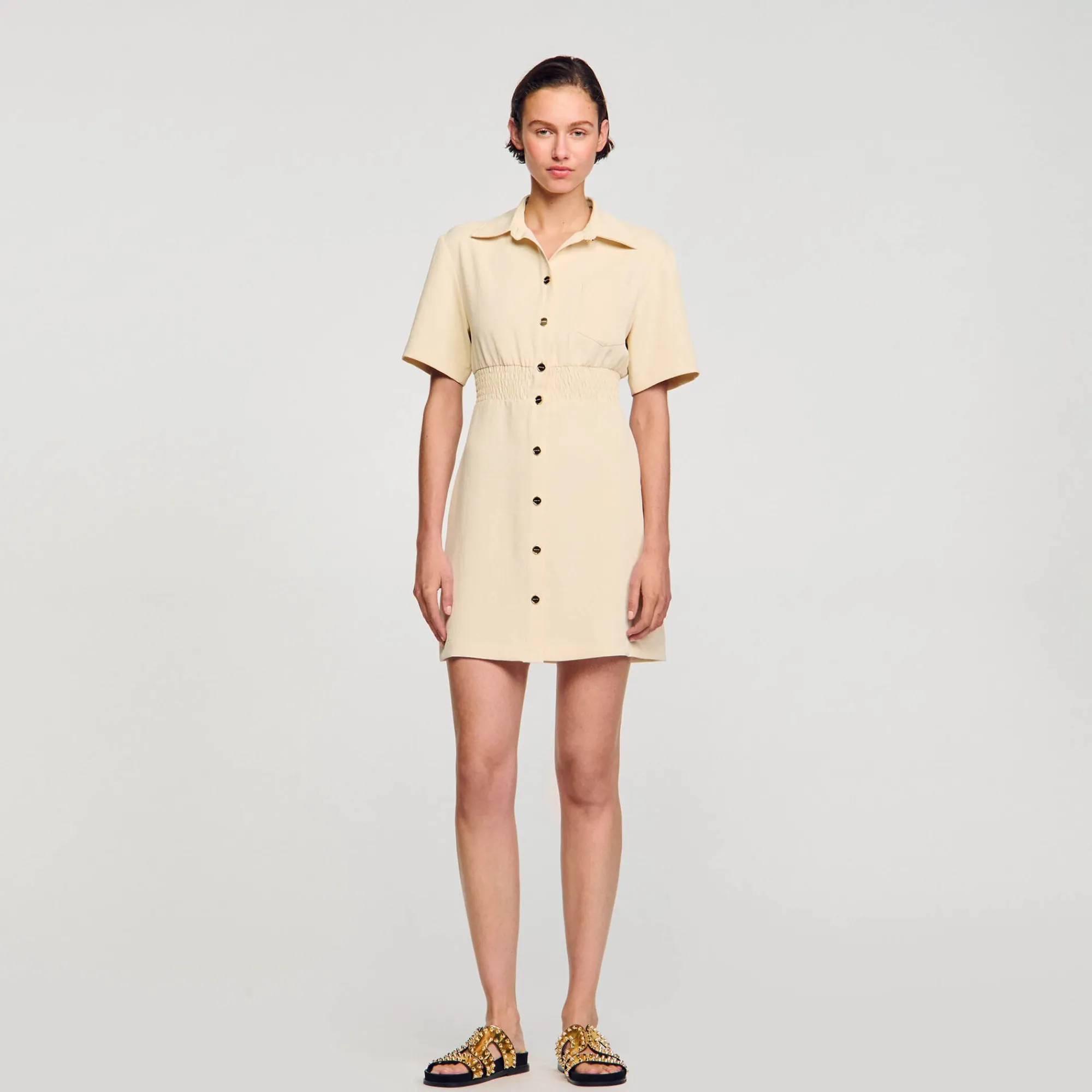 Mulheres Sandro Paris Vestido Curto Com Botoes