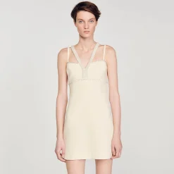 Mulheres Sandro Paris Vestido Curto Com Detalhe De Perola