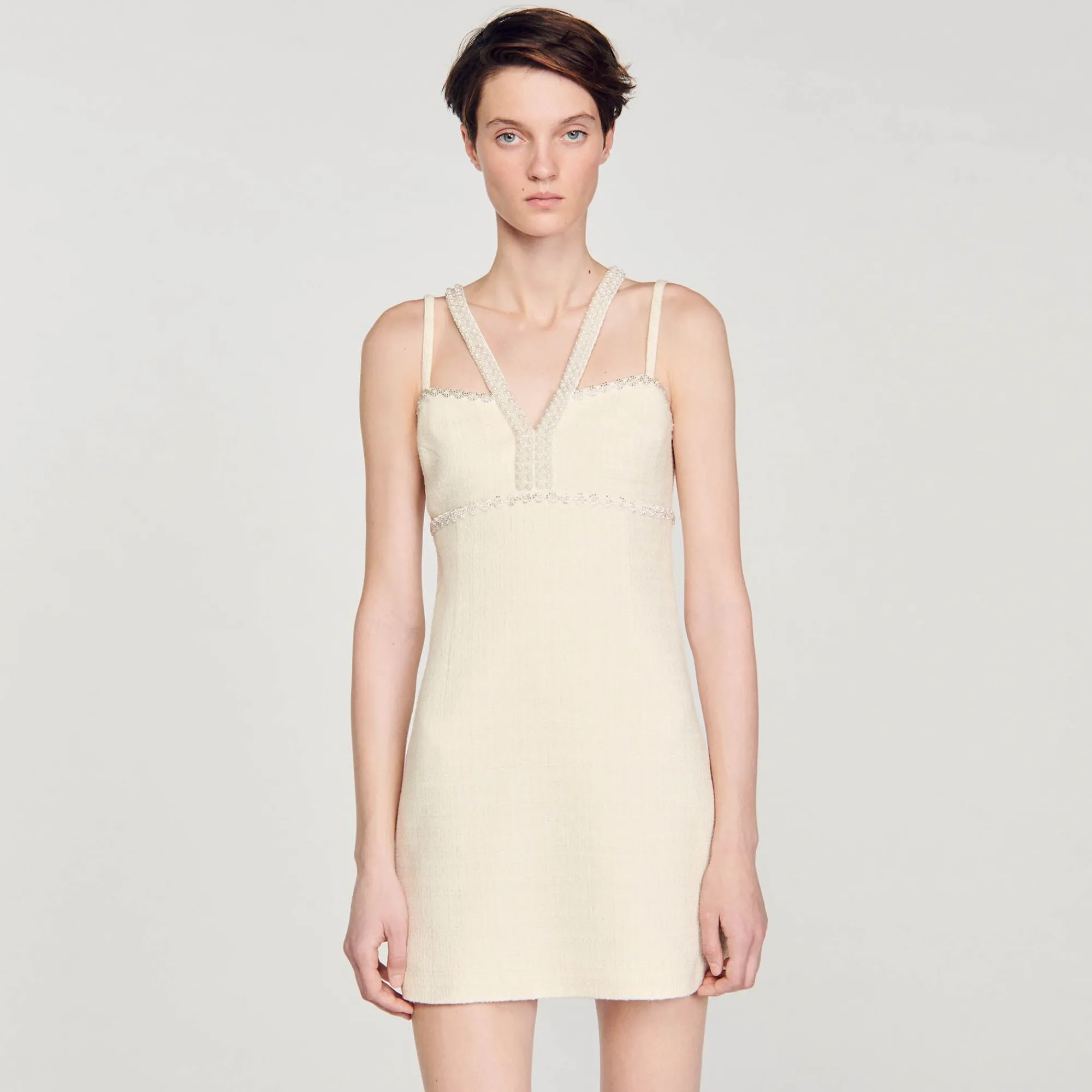 Mulheres Sandro Paris Vestido Curto Com Detalhe De Perola