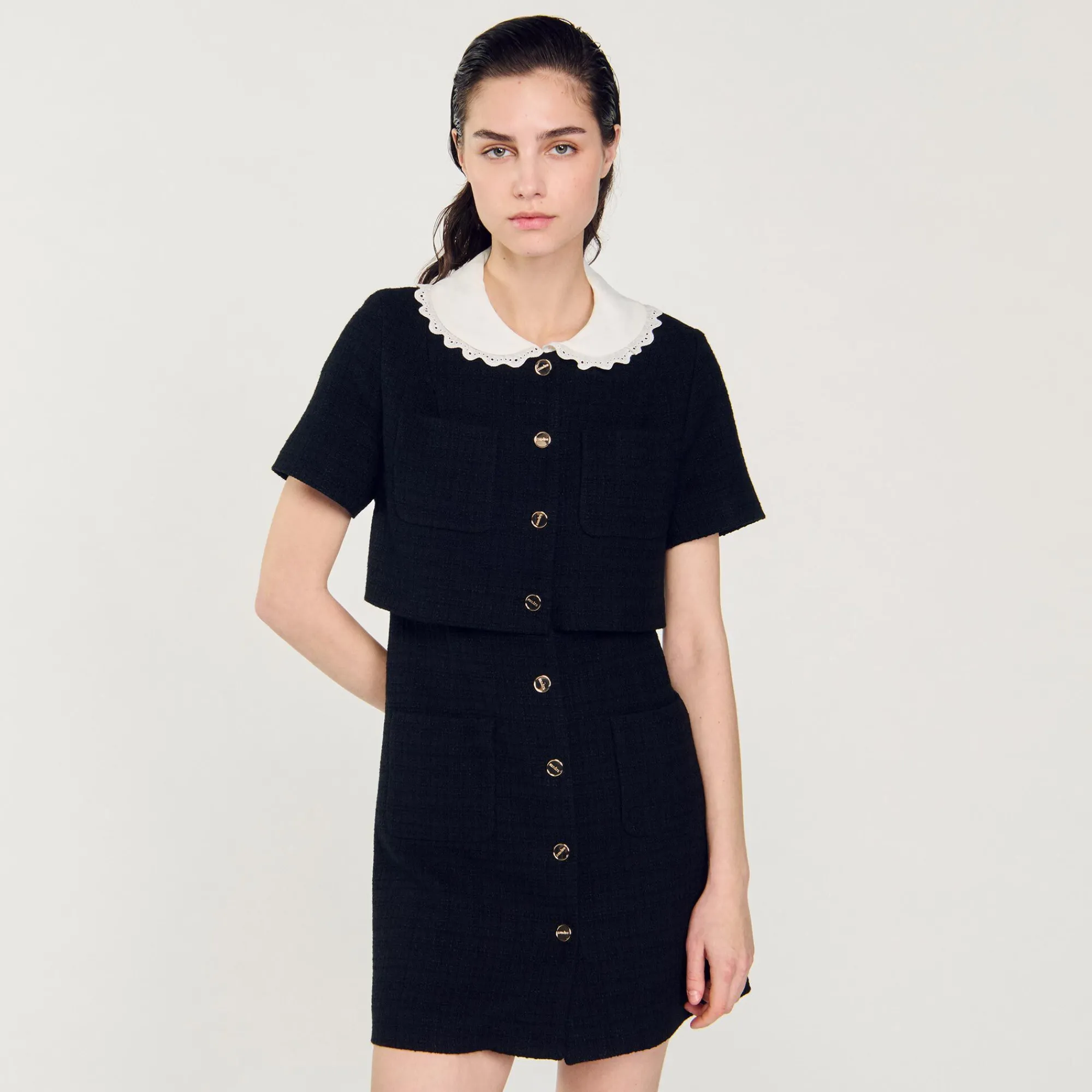 Mulheres Sandro Paris Vestido Curto De Tweed