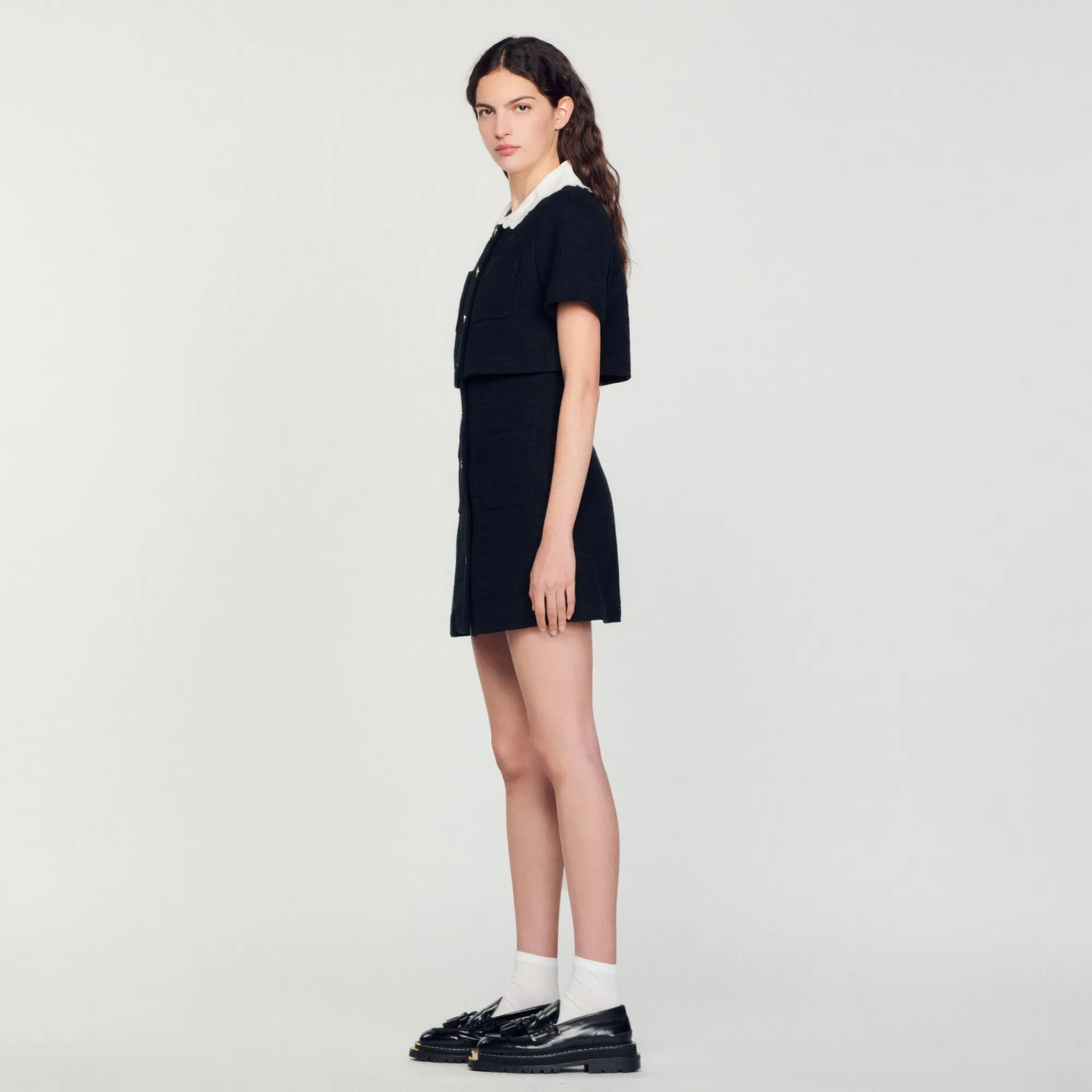 Mulheres Sandro Paris Vestido Curto De Tweed