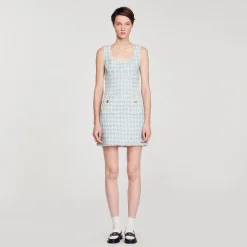 Mulheres Sandro Paris Vestido Curto De Tweed