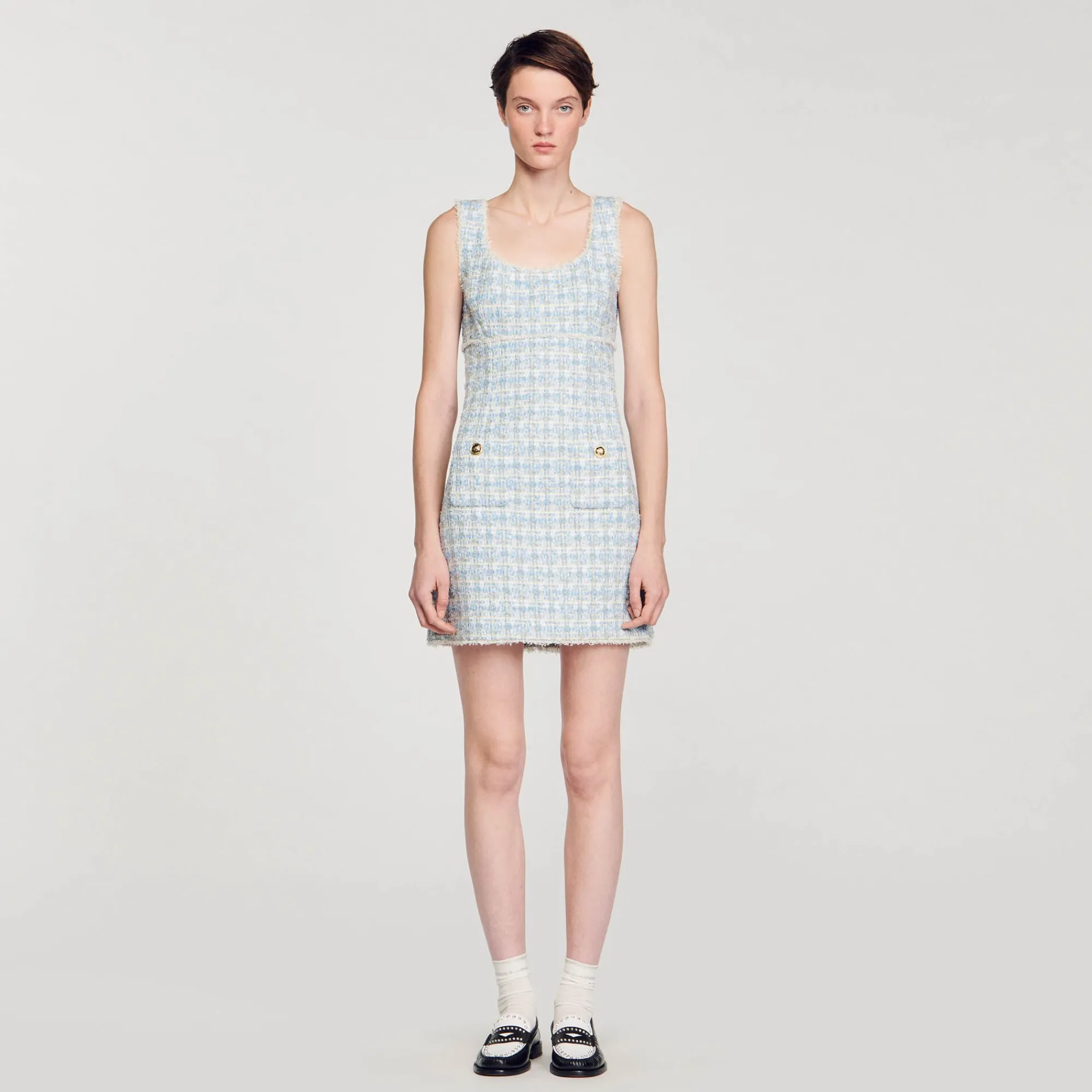 Mulheres Sandro Paris Vestido Curto De Tweed