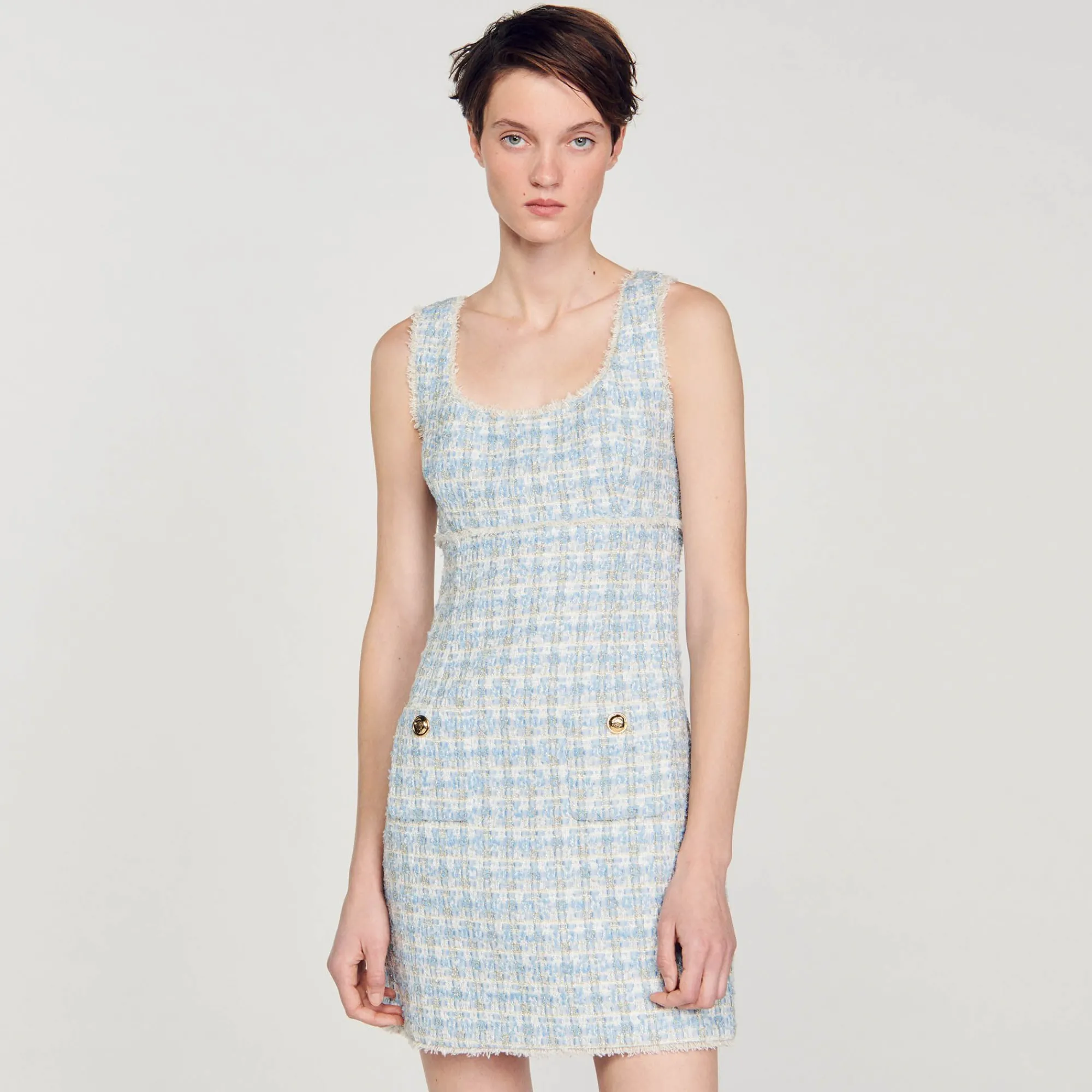 Mulheres Sandro Paris Vestido Curto De Tweed