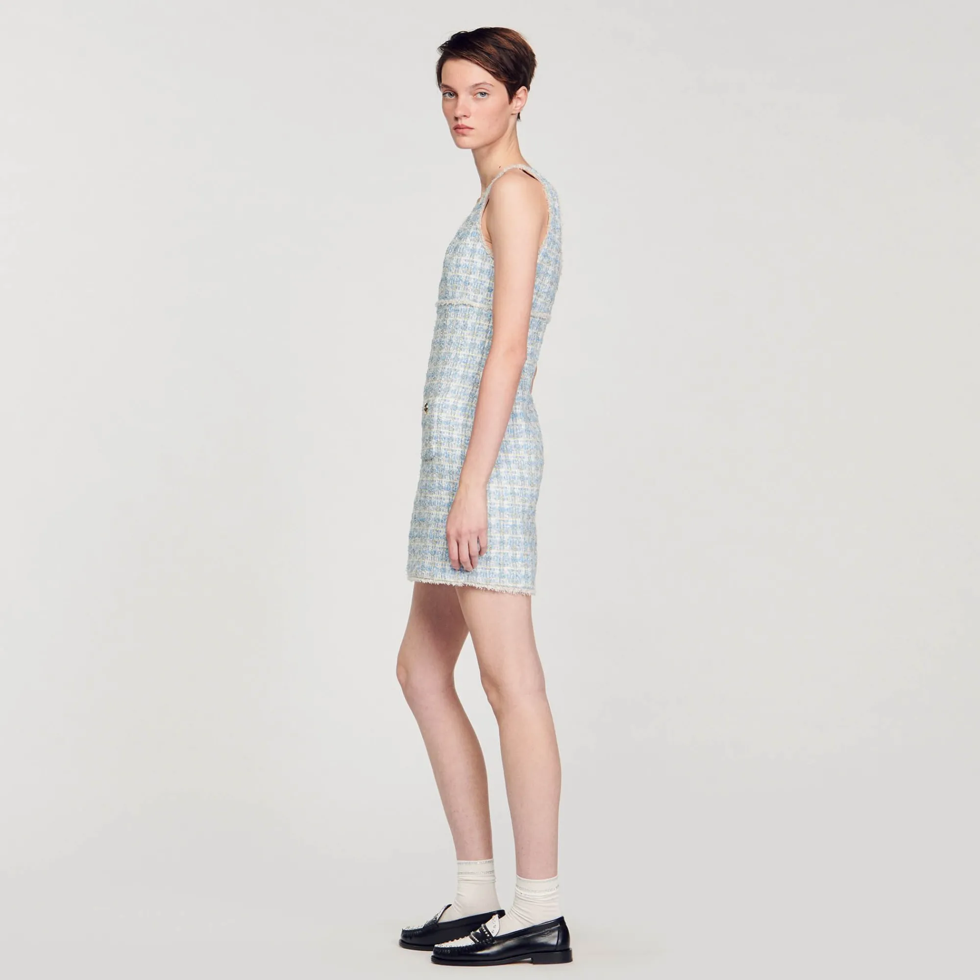 Mulheres Sandro Paris Vestido Curto De Tweed