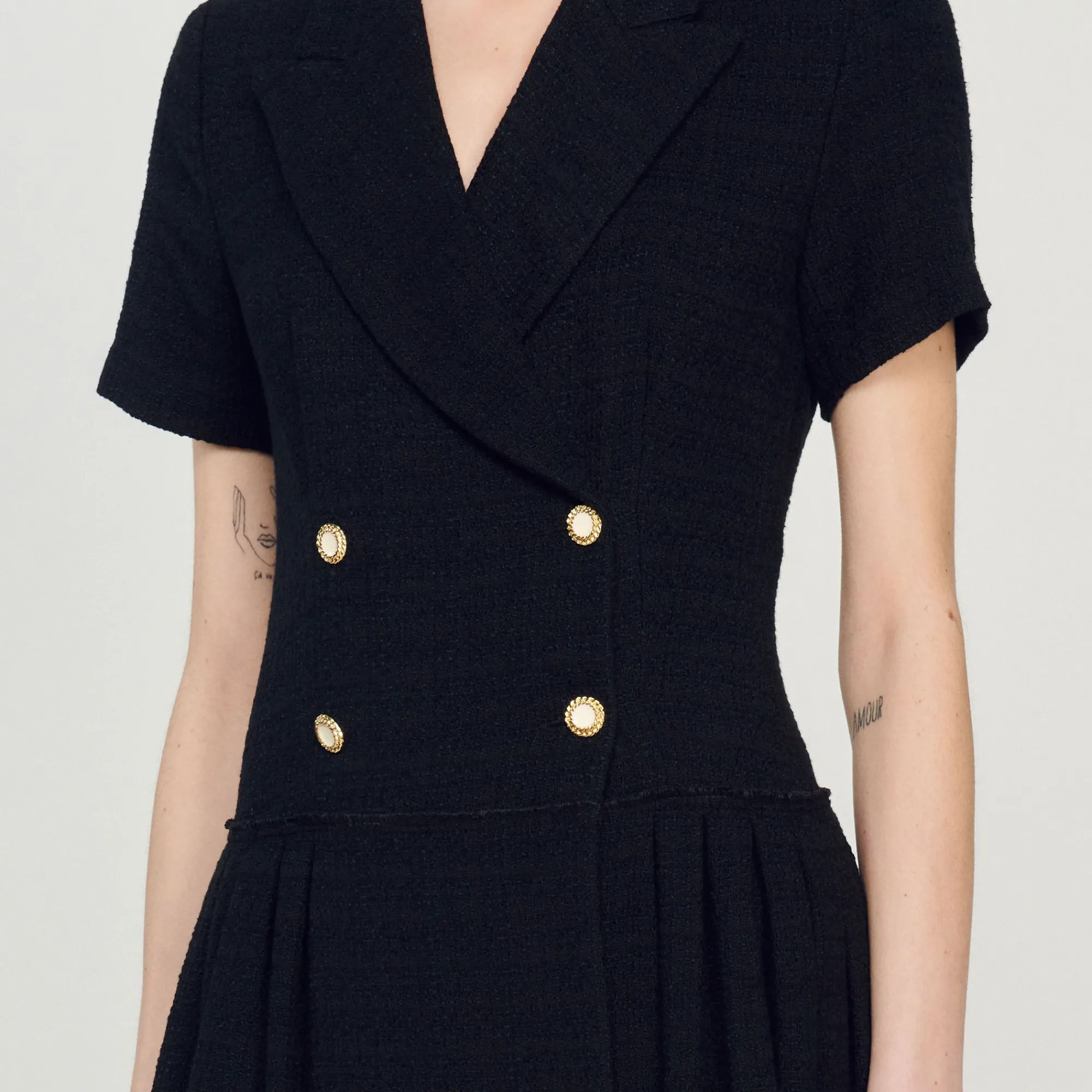 Mulheres Sandro Paris Vestido Curto De Tweed