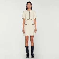 Mulheres Sandro Paris Vestido Curto De Tweed